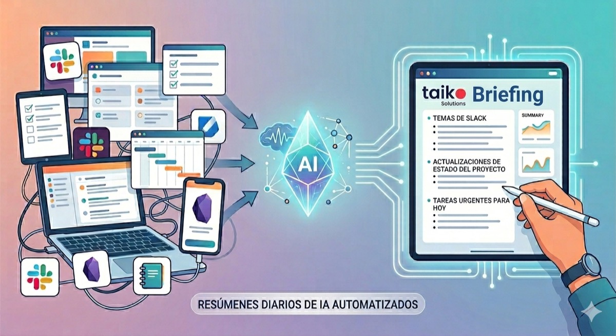 Briefing diario generado con IA a partir de Slack, el estado de los proyectos y las tareas urgentes